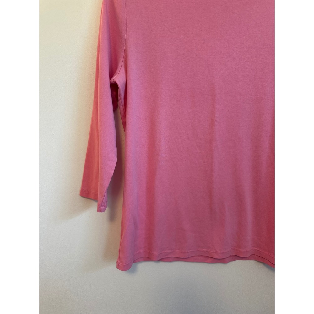 Talbots Pima Cotton Pink 3/4 Sleeve Boatneck T-Shirt | Size Large - Picture 2 of 8